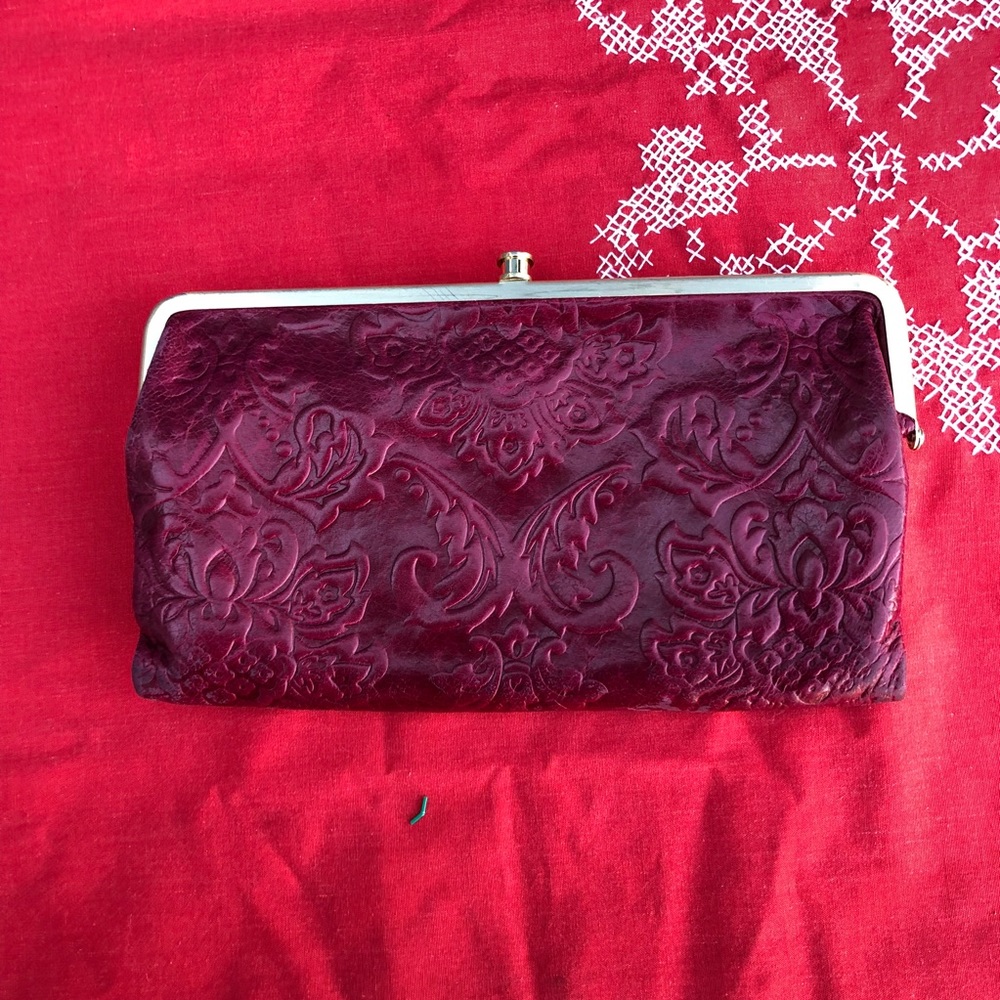 Gorgeous HOBO magenta large leather clutch